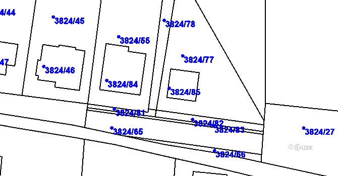 Parcela st. 3824/85 v KÚ Příbram, Katastrální mapa