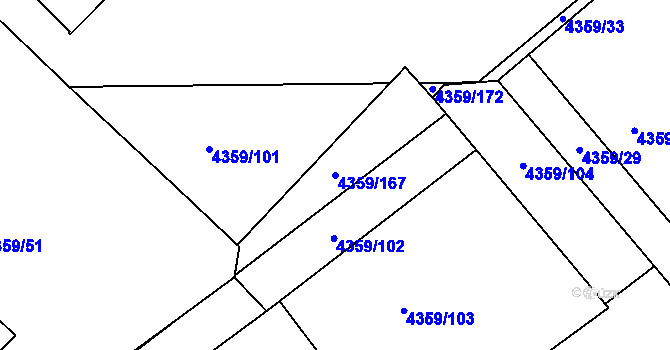 Parcela st. 4359/167 v KÚ Příbram, Katastrální mapa