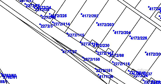 Parcela st. 2272/116 v KÚ Příbram, Katastrální mapa