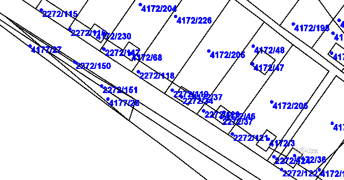 Parcela st. 2272/119 v KÚ Příbram, Katastrální mapa