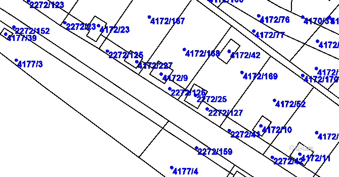 Parcela st. 2272/126 v KÚ Příbram, Katastrální mapa