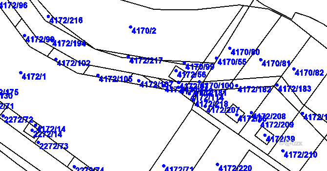 Parcela st. 4172/111 v KÚ Příbram, Katastrální mapa