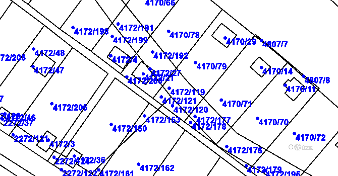 Parcela st. 4172/119 v KÚ Příbram, Katastrální mapa