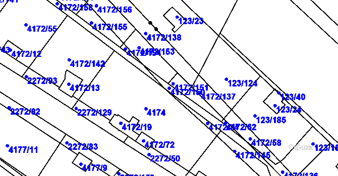 Parcela st. 4172/150 v KÚ Příbram, Katastrální mapa