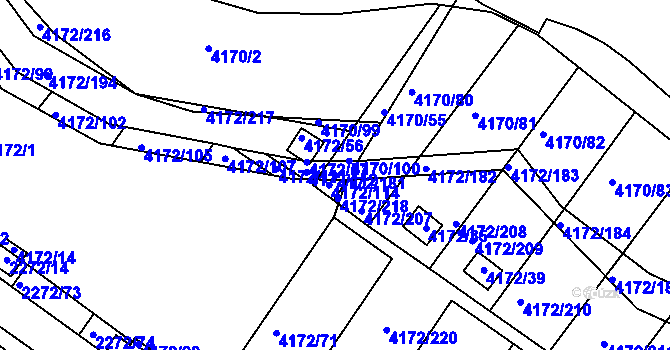 Parcela st. 4172/181 v KÚ Příbram, Katastrální mapa