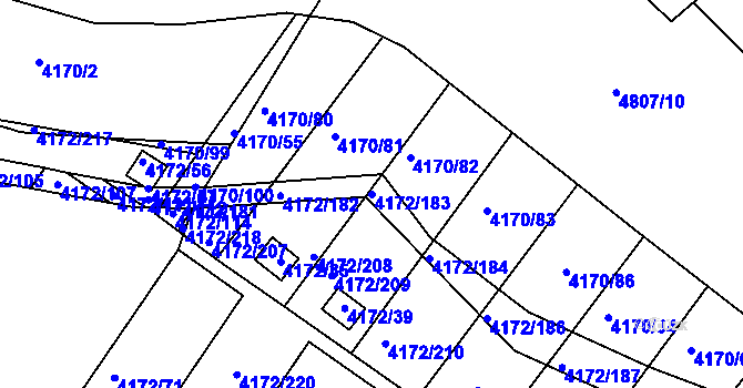 Parcela st. 4172/183 v KÚ Příbram, Katastrální mapa