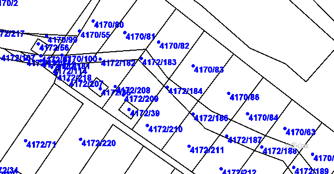 Parcela st. 4172/184 v KÚ Příbram, Katastrální mapa
