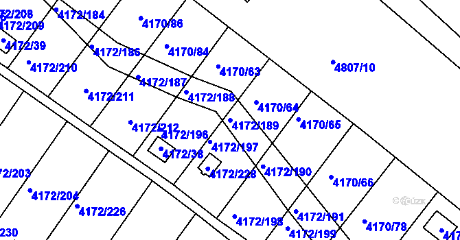 Parcela st. 4172/189 v KÚ Příbram, Katastrální mapa