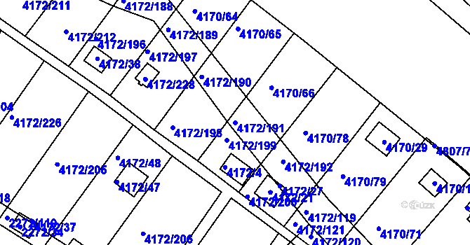 Parcela st. 4172/191 v KÚ Příbram, Katastrální mapa
