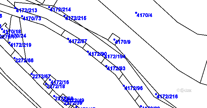 Parcela st. 4172/194 v KÚ Příbram, Katastrální mapa