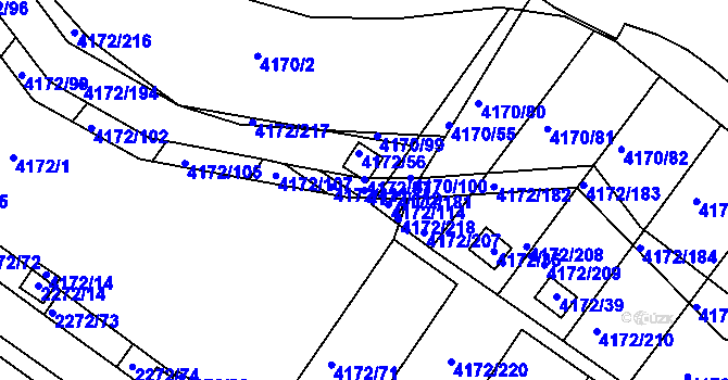 Parcela st. 4172/112 v KÚ Příbram, Katastrální mapa