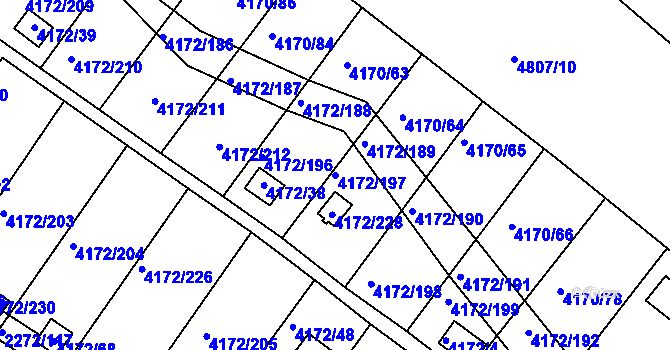Parcela st. 4172/197 v KÚ Příbram, Katastrální mapa
