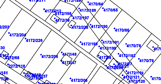 Parcela st. 4172/198 v KÚ Příbram, Katastrální mapa