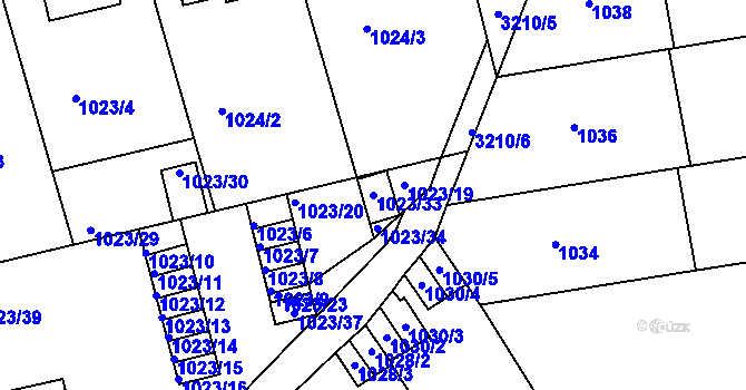Parcela st. 1023/33 v KÚ Příbram, Katastrální mapa