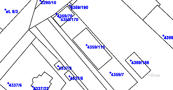 Parcela st. 4359/115 v KÚ Příbram, Katastrální mapa