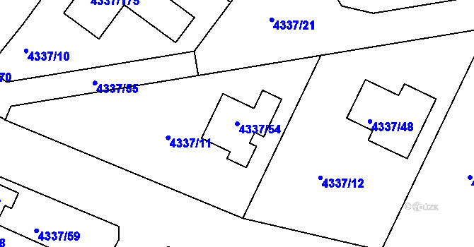 Parcela st. 4337/54 v KÚ Příbram, Katastrální mapa