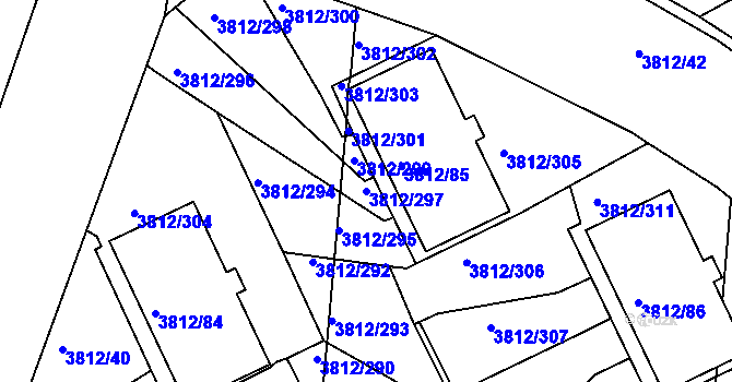 Parcela st. 3812/297 v KÚ Příbram, Katastrální mapa