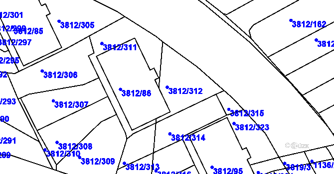 Parcela st. 3812/312 v KÚ Příbram, Katastrální mapa