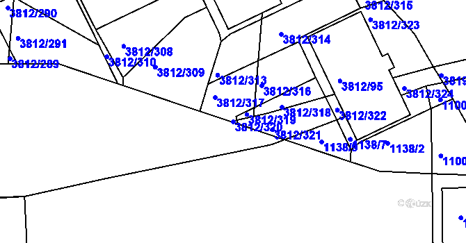 Parcela st. 3812/320 v KÚ Příbram, Katastrální mapa
