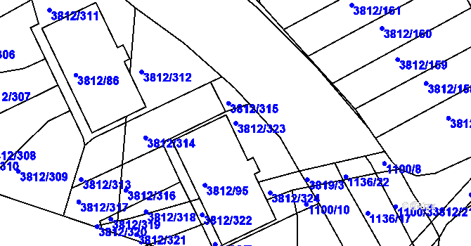 Parcela st. 3812/323 v KÚ Příbram, Katastrální mapa