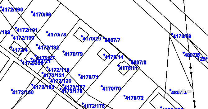 Parcela st. 4170/14 v KÚ Příbram, Katastrální mapa