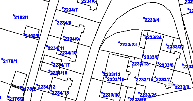 Parcela st. 2233/17 v KÚ Příbram, Katastrální mapa