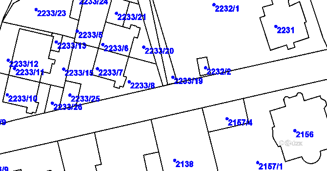 Parcela st. 2233/18 v KÚ Příbram, Katastrální mapa