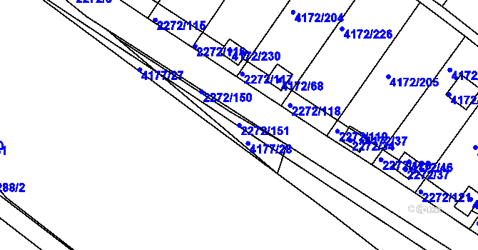 Parcela st. 2272/151 v KÚ Příbram, Katastrální mapa