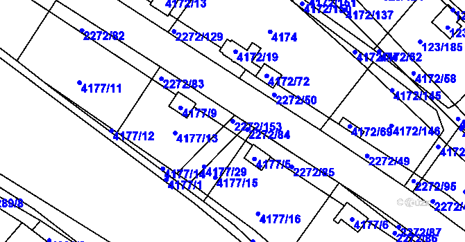 Parcela st. 2272/153 v KÚ Příbram, Katastrální mapa