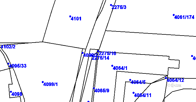 Parcela st. 2275/16 v KÚ Příbram, Katastrální mapa