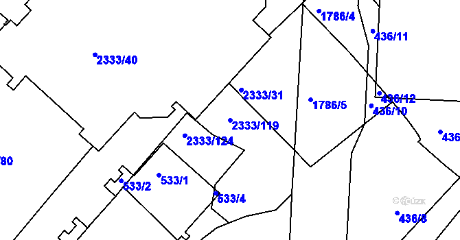 Parcela st. 2333/119 v KÚ Příbram, Katastrální mapa