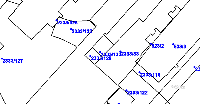 Parcela st. 2333/133 v KÚ Příbram, Katastrální mapa