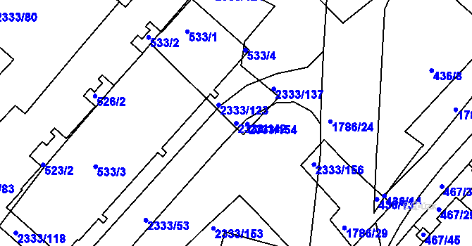 Parcela st. 2333/142 v KÚ Příbram, Katastrální mapa