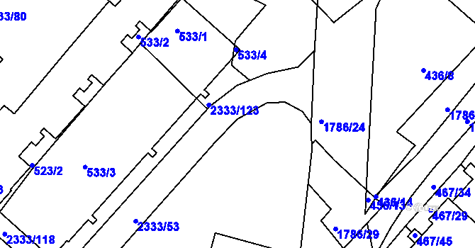 Parcela st. 2333/154 v KÚ Příbram, Katastrální mapa