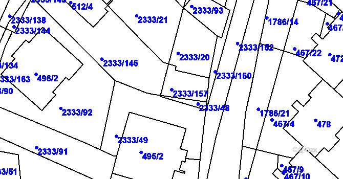 Parcela st. 2333/157 v KÚ Příbram, Katastrální mapa