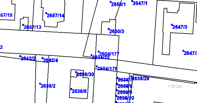 Parcela st. 2604/177 v KÚ Příbram, Katastrální mapa