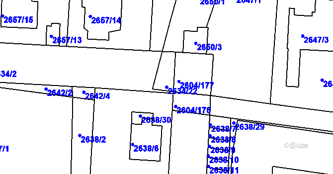Parcela st. 2634/22 v KÚ Příbram, Katastrální mapa