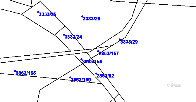 Parcela st. 2863/157 v KÚ Příbram, Katastrální mapa