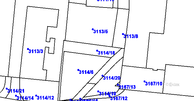 Parcela st. 3114/18 v KÚ Příbram, Katastrální mapa