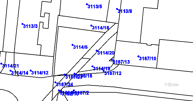 Parcela st. 3114/20 v KÚ Příbram, Katastrální mapa