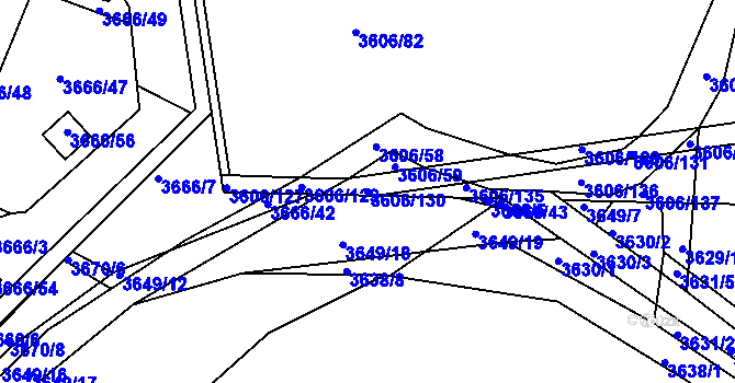 Parcela st. 3606/130 v KÚ Příbram, Katastrální mapa