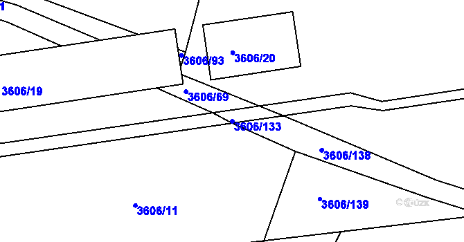 Parcela st. 3606/133 v KÚ Příbram, Katastrální mapa
