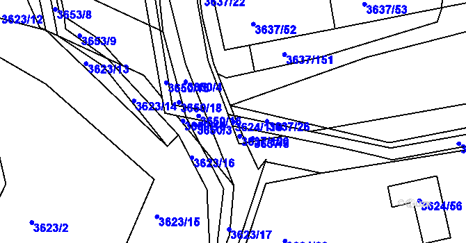 Parcela st. 3624/110 v KÚ Příbram, Katastrální mapa