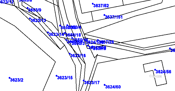 Parcela st. 3637/120 v KÚ Příbram, Katastrální mapa