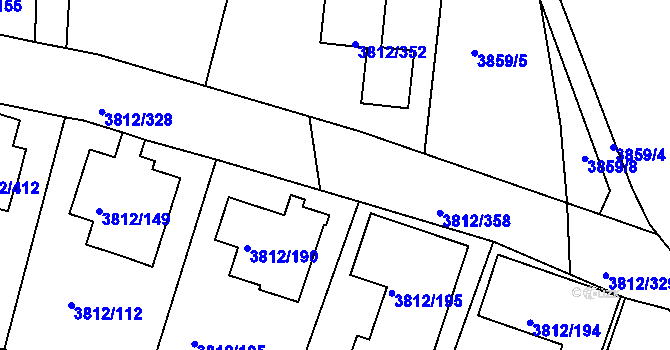 Parcela st. 3812/357 v KÚ Příbram, Katastrální mapa