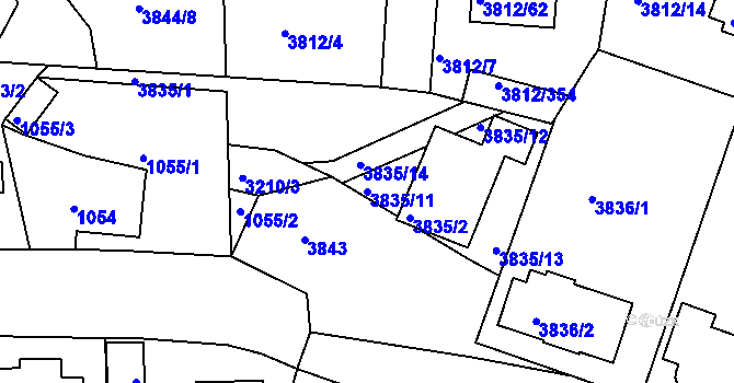 Parcela st. 3835/11 v KÚ Příbram, Katastrální mapa