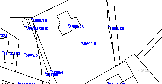 Parcela st. 3859/16 v KÚ Příbram, Katastrální mapa