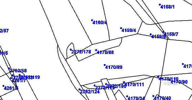 Parcela st. 4170/88 v KÚ Příbram, Katastrální mapa