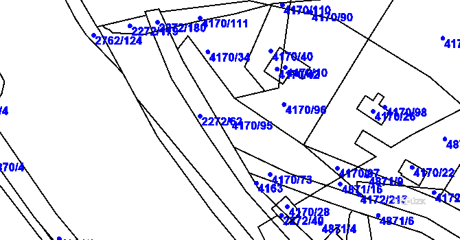 Parcela st. 4170/95 v KÚ Příbram, Katastrální mapa