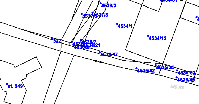 Parcela st. 4534/17 v KÚ Příbram, Katastrální mapa